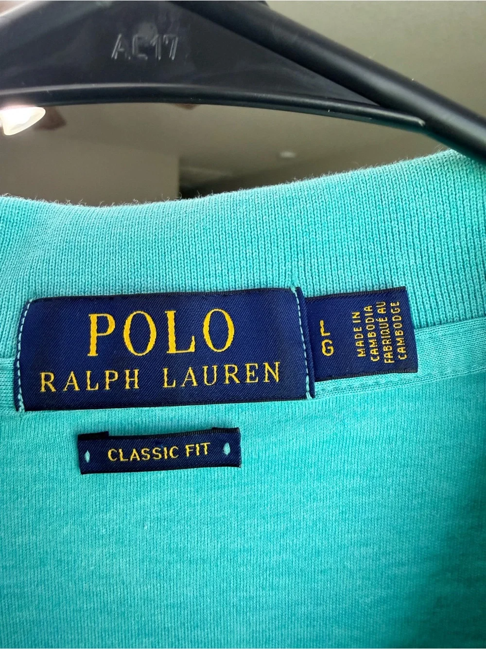 Polo by Ralph Lauren Men’s L Polo Shirt in Aqua with Navy Pony